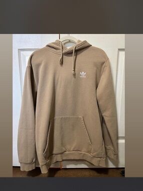 adidas Men’s Beige Pullover Hoodie with Trefoil